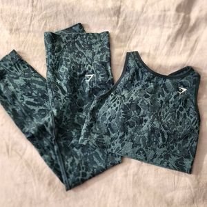 Gymshark Animal Adapt Butterfly Teal Leggings and Bra